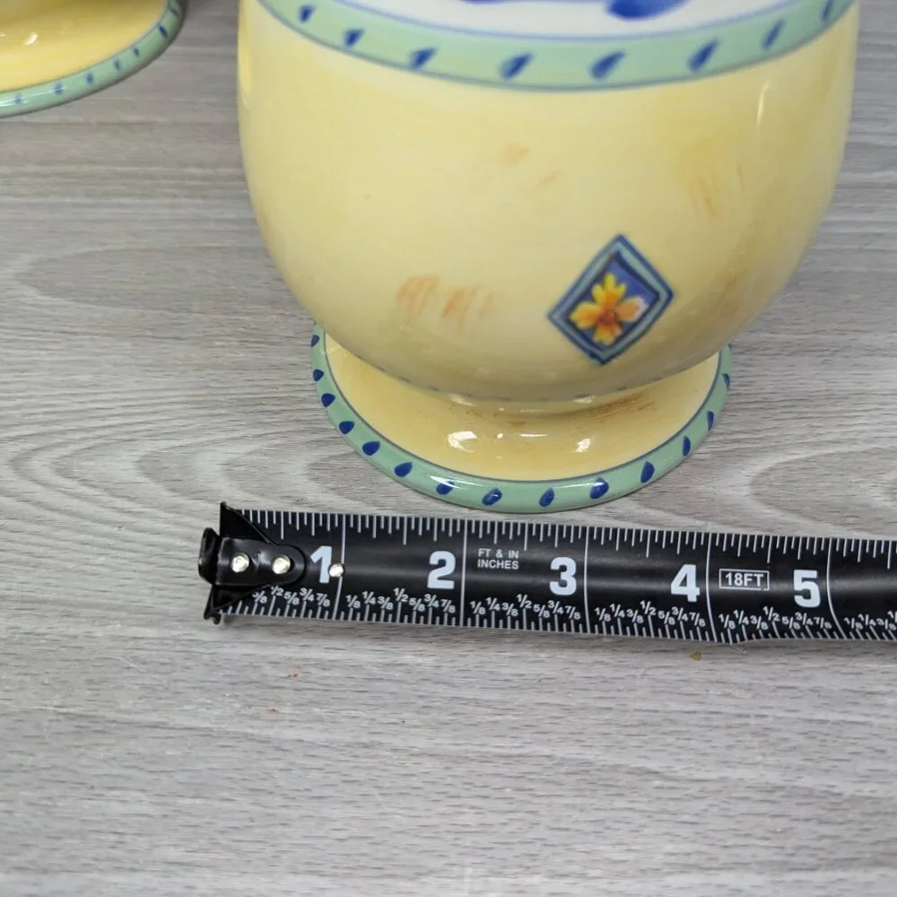 Set of 3 Karidesign Desert Ridge Imports Canisters-Yellow w/Floral Design
